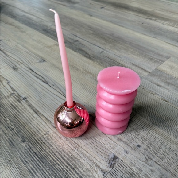 Other - Pink Candle Set with Holder